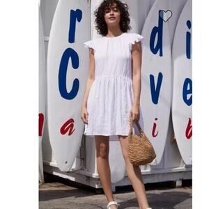 Graham & Spencer NWT Evonne Flowing Dress Sz M White Linen vacation